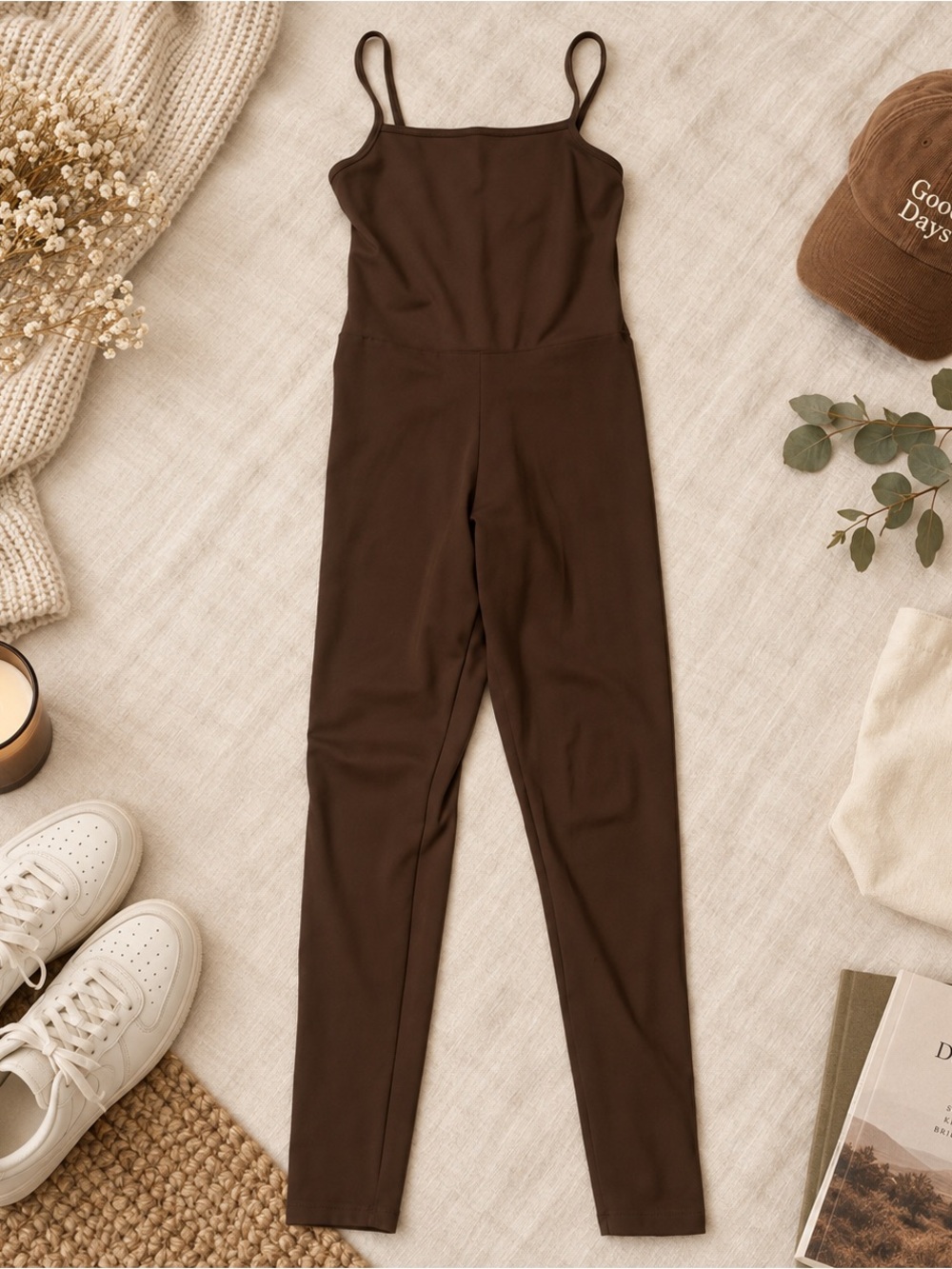 Girlfriend Collective Brown Cami Catsuit Unitard Size S